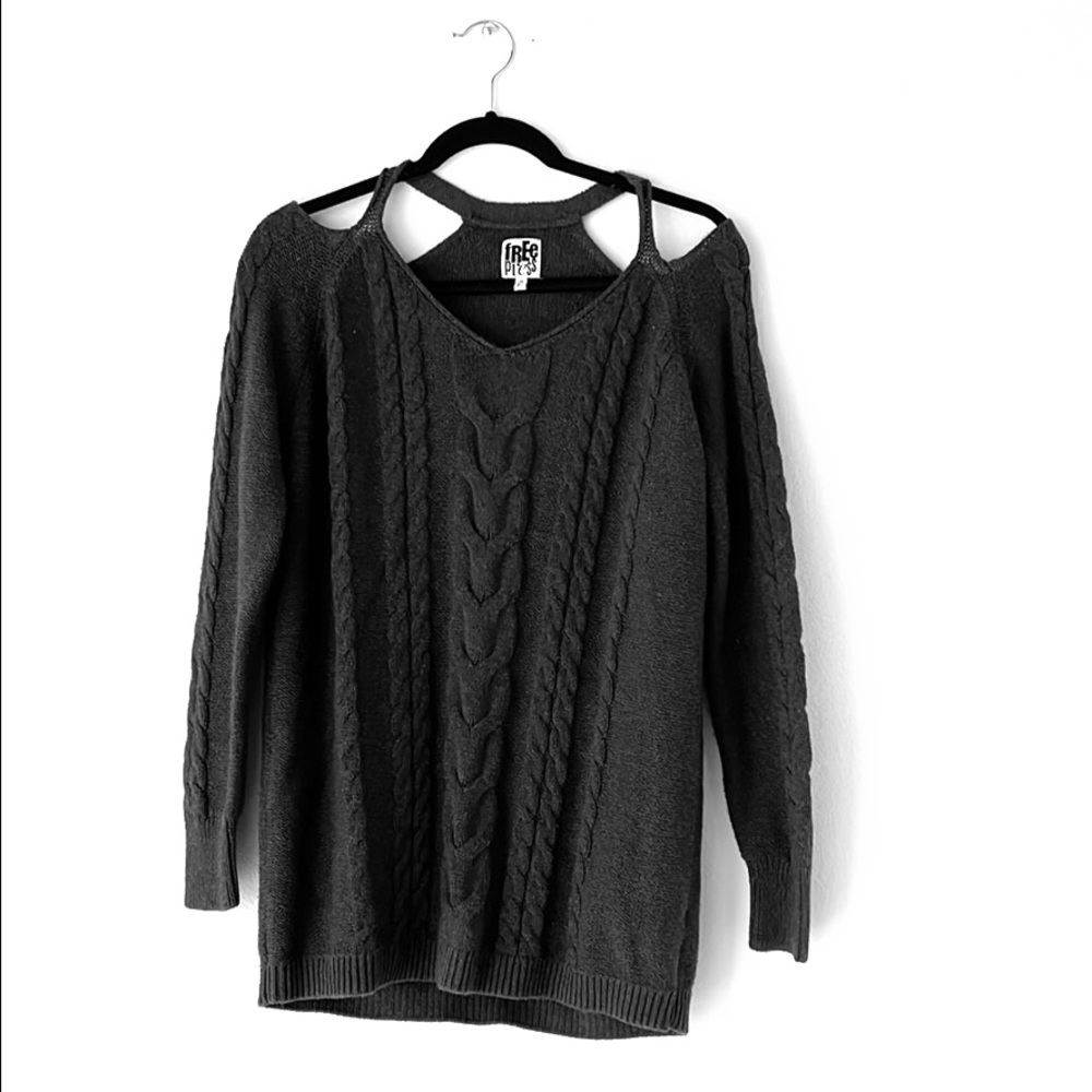 Grey cold shoulder sweater